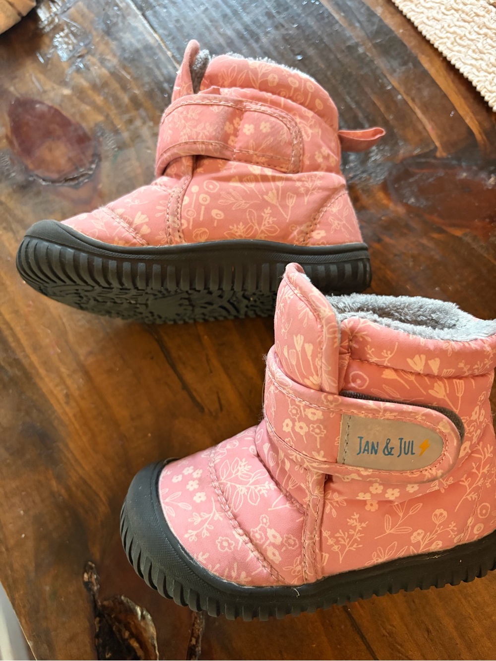 Jan & Jul Pink Floral Winter Boots for Kids